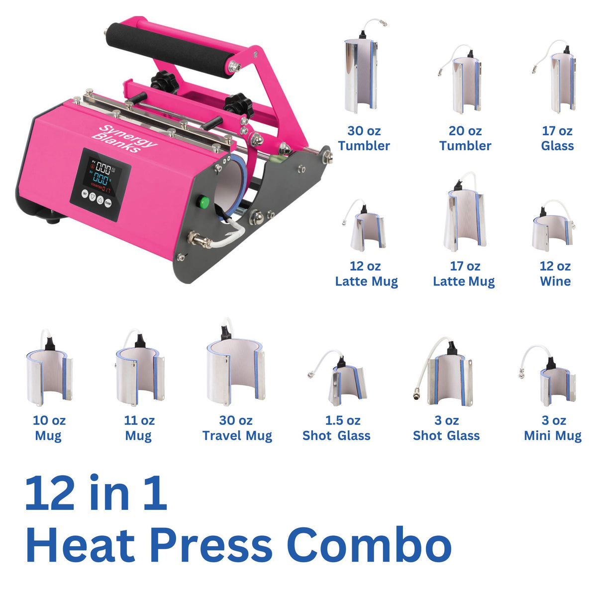 Synergy Blanks Elite Pro 12 in 1 Tumbler Heat Press - Bright Pink