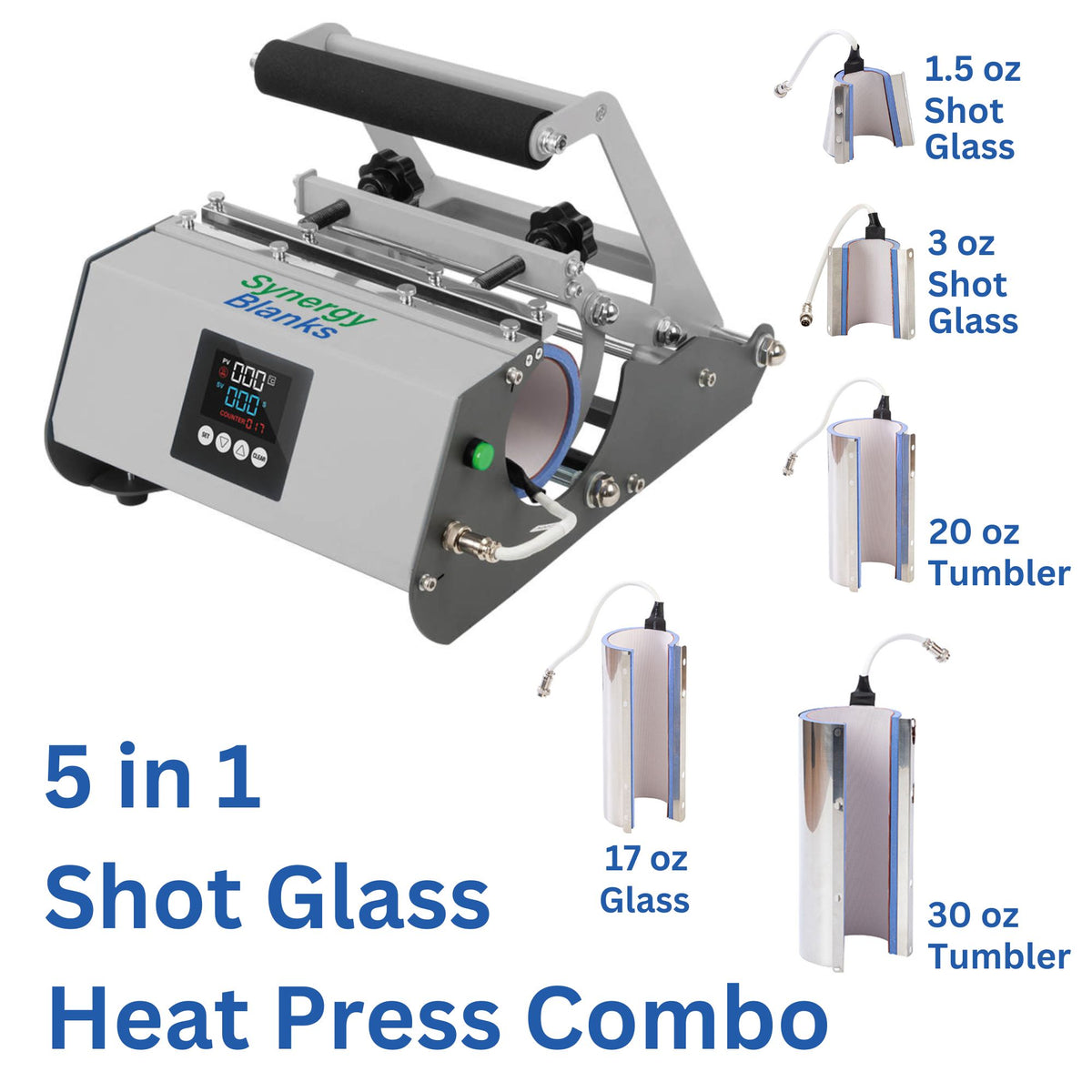 Synergy Blanks Elite Pro 5 in 1 Shot Glass / Tumbler Heat Press - Gray