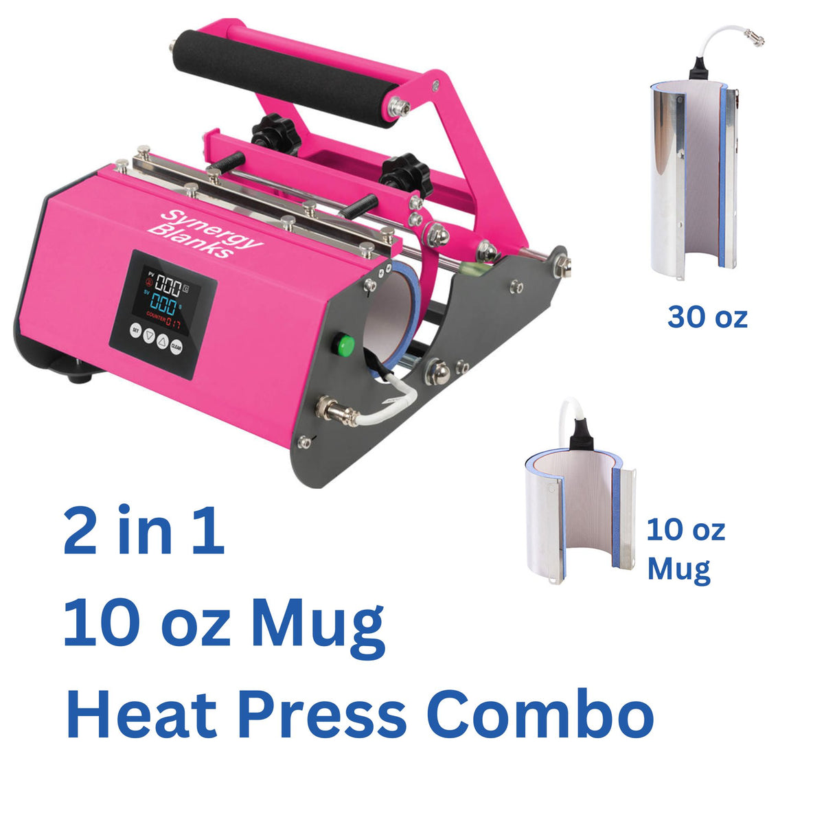 Synergy Blanks 10 oz Mug & 20, 30, 16 oz Tumbler Heat Press - Bright Pink