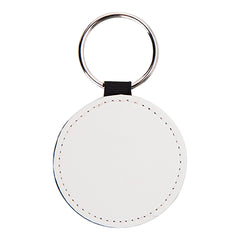 Round PU Leather Keychain Sublimation Blank - White