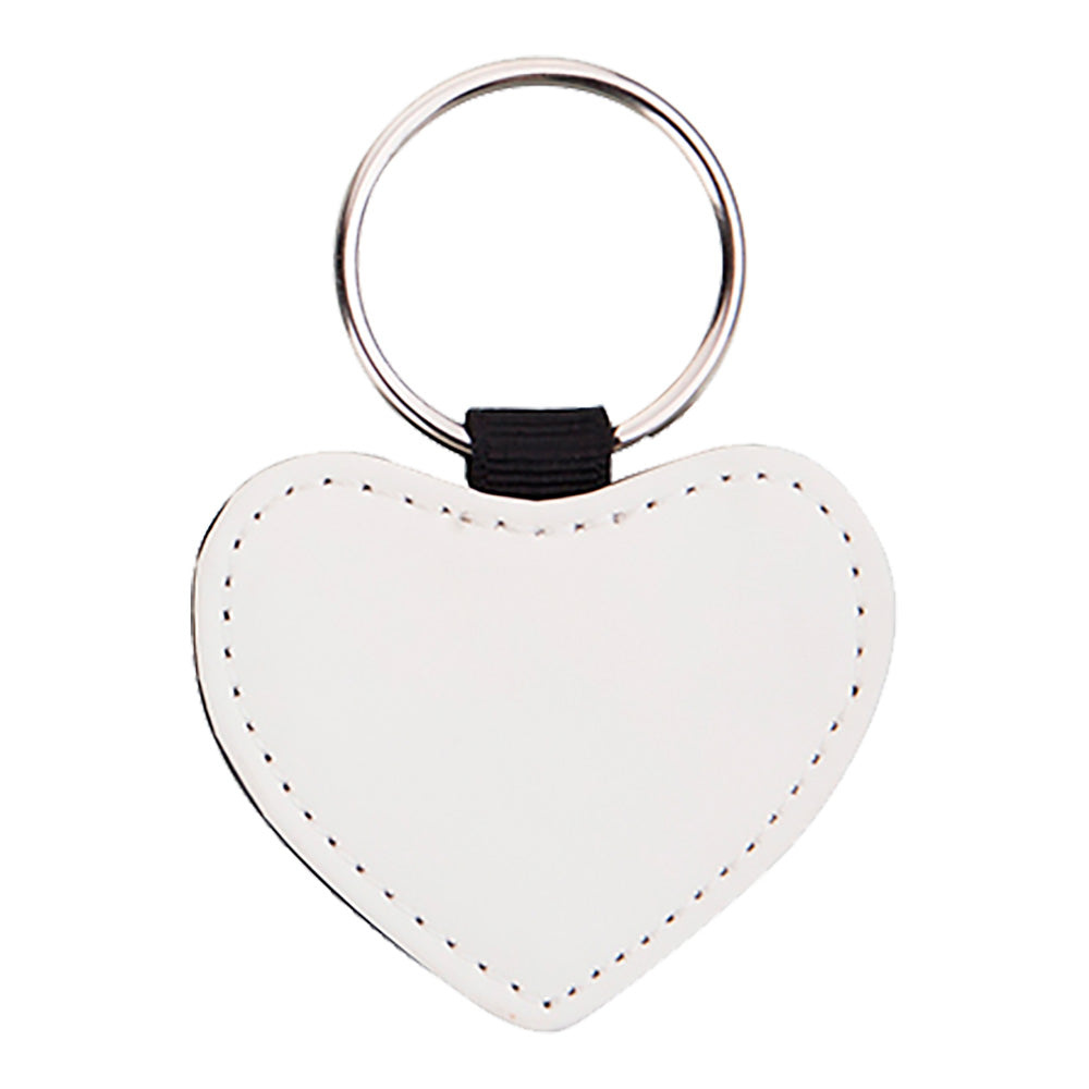 Heart PU Leather Keychain Sublimation Blank - White