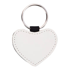 Heart PU Leather Keychain Sublimation Blank - White