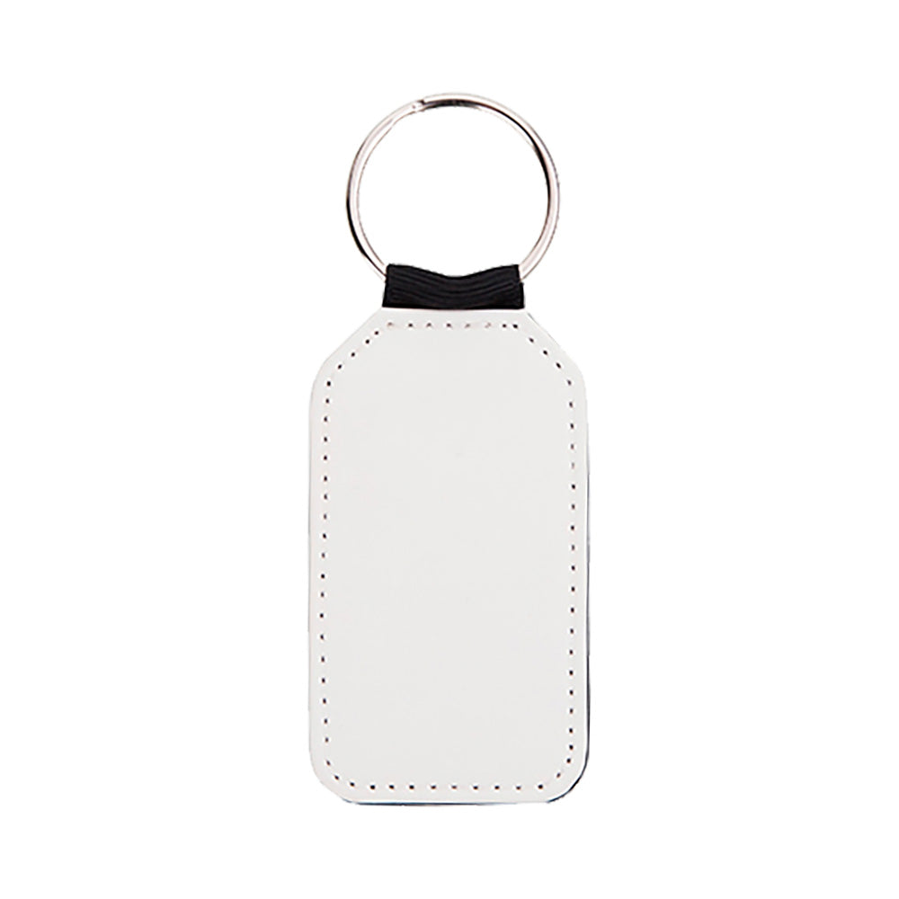 Rectangle PU Leather Keychain Sublimation Blank - White