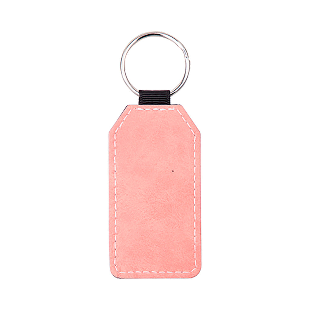 Rectangle PU Leather Keychain Sublimation Blank - Pink