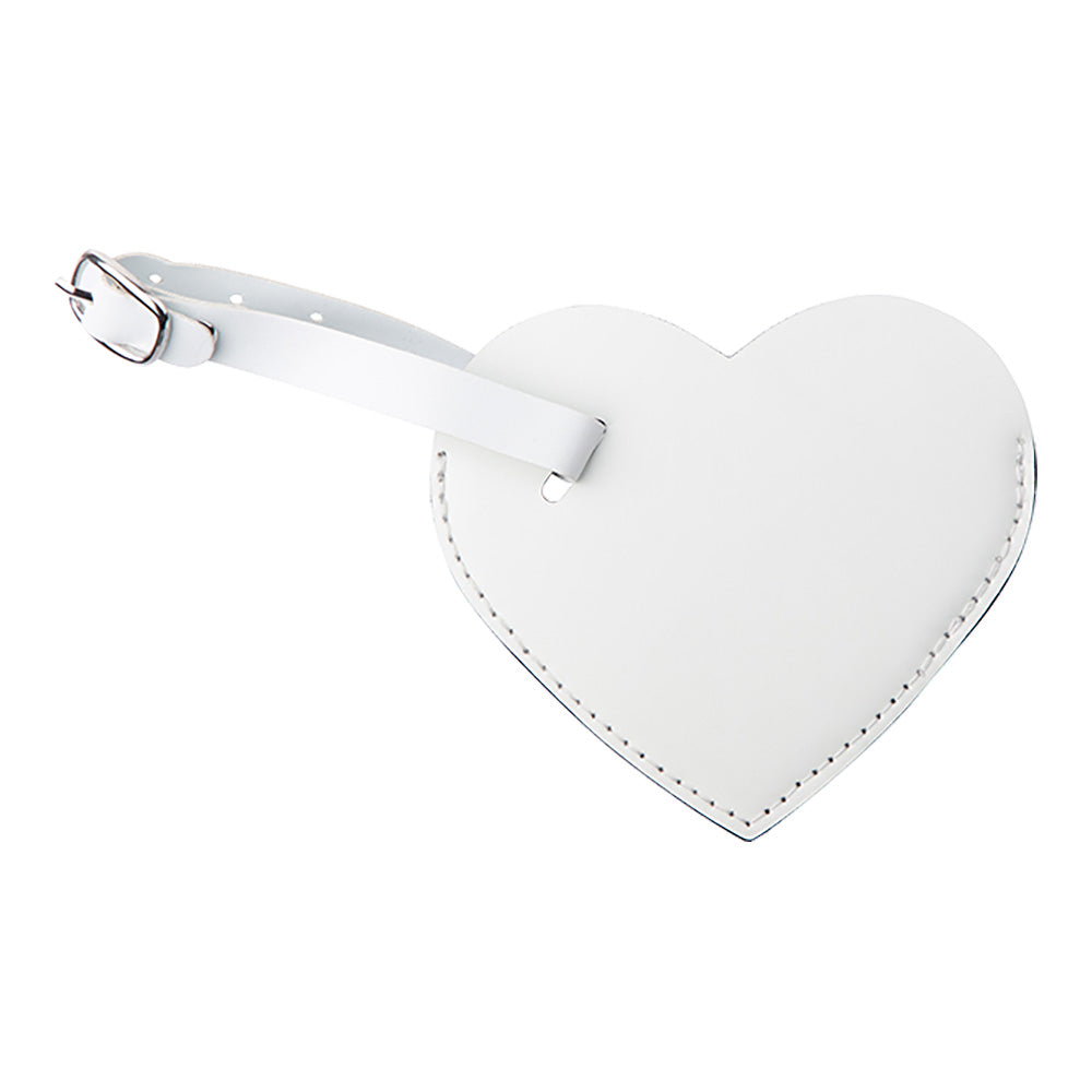 Heart PU Leather Double Sided Luggage Tag Sublimation Blank - White