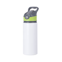 22 oz Aluminum Water Bottle Sublimation Blank - White w/ Green Cap
