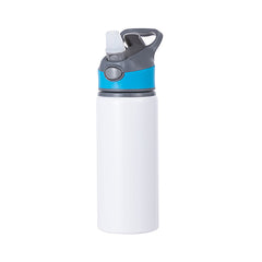 22 oz Aluminum Water Bottle Sublimation Blank - White w/ Blue Cap