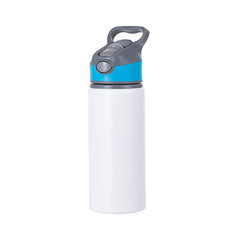 22 oz Aluminum Water Bottle Sublimation Blank - White w/ Blue Cap