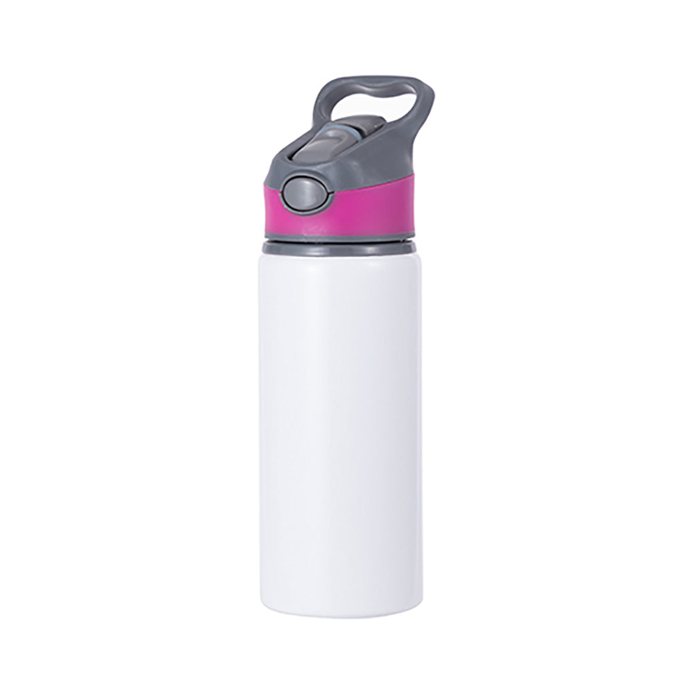 22 oz Aluminum Water Bottle Sublimation Blank - White w/ Pink Cap