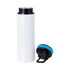 28 oz Aluminum Water Bottle Sublimation Blank - White w/ Blue Cap
